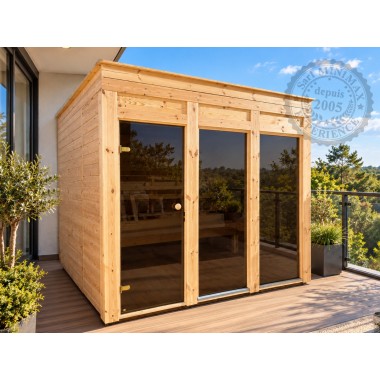 Sauna Initial 2.40 x 2.40 : un sauna confortable qui s'installe partout , par Minimax
