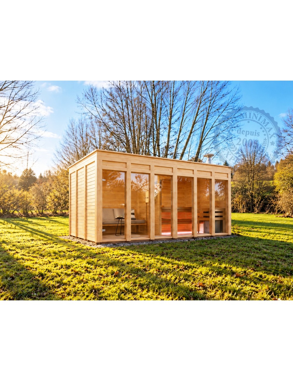 Sauna Initial 2.40 x 4.80 : un sauna et son vestiaire conçu pour un grand confort , par Minimax
