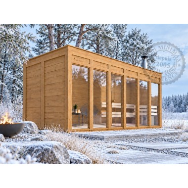 Sauna Initial 2.40 x 4.80 : un sauna et son vestiaire conçu pour un grand confort , par Minimax