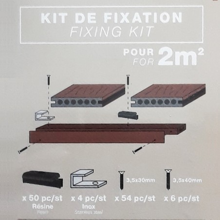 Kit Clips pour lame de terrasse co-extrudée